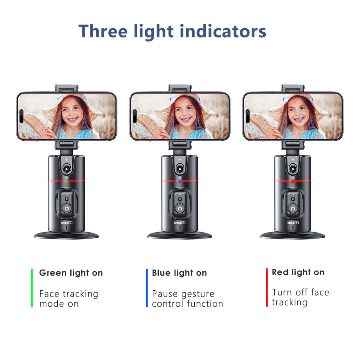 AI-Powered Face-Tracking Gimbal for Phones with LED Light and Stand