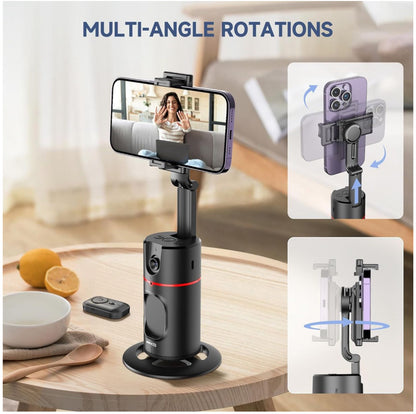 AI-Powered Face-Tracking Gimbal for Phones with LED Light and Stand