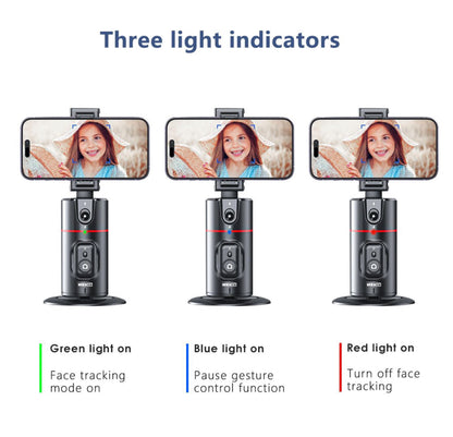 AI-Powered Face-Tracking Gimbal for Phones with LED Light and Stand